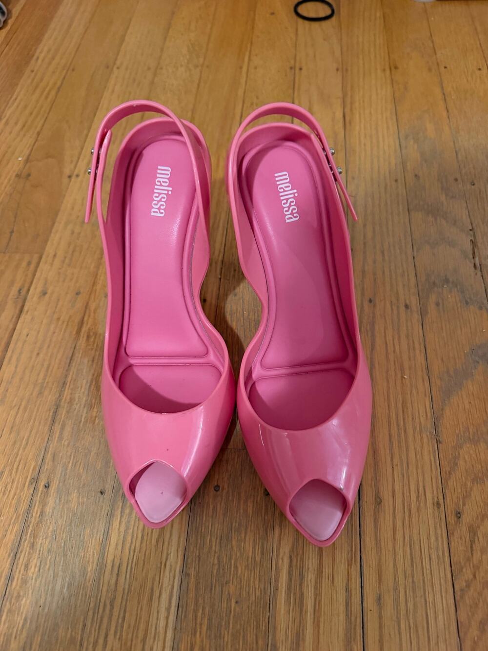 Melissa Lady Dragon II pink slingback peep-toe pump